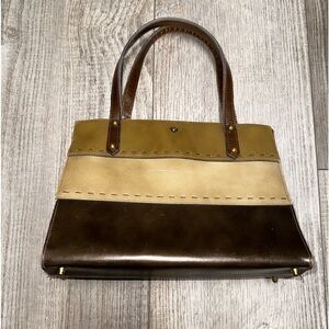Vintage Jean Fogel Paris New York leather 2 tone shoulder bag clutch